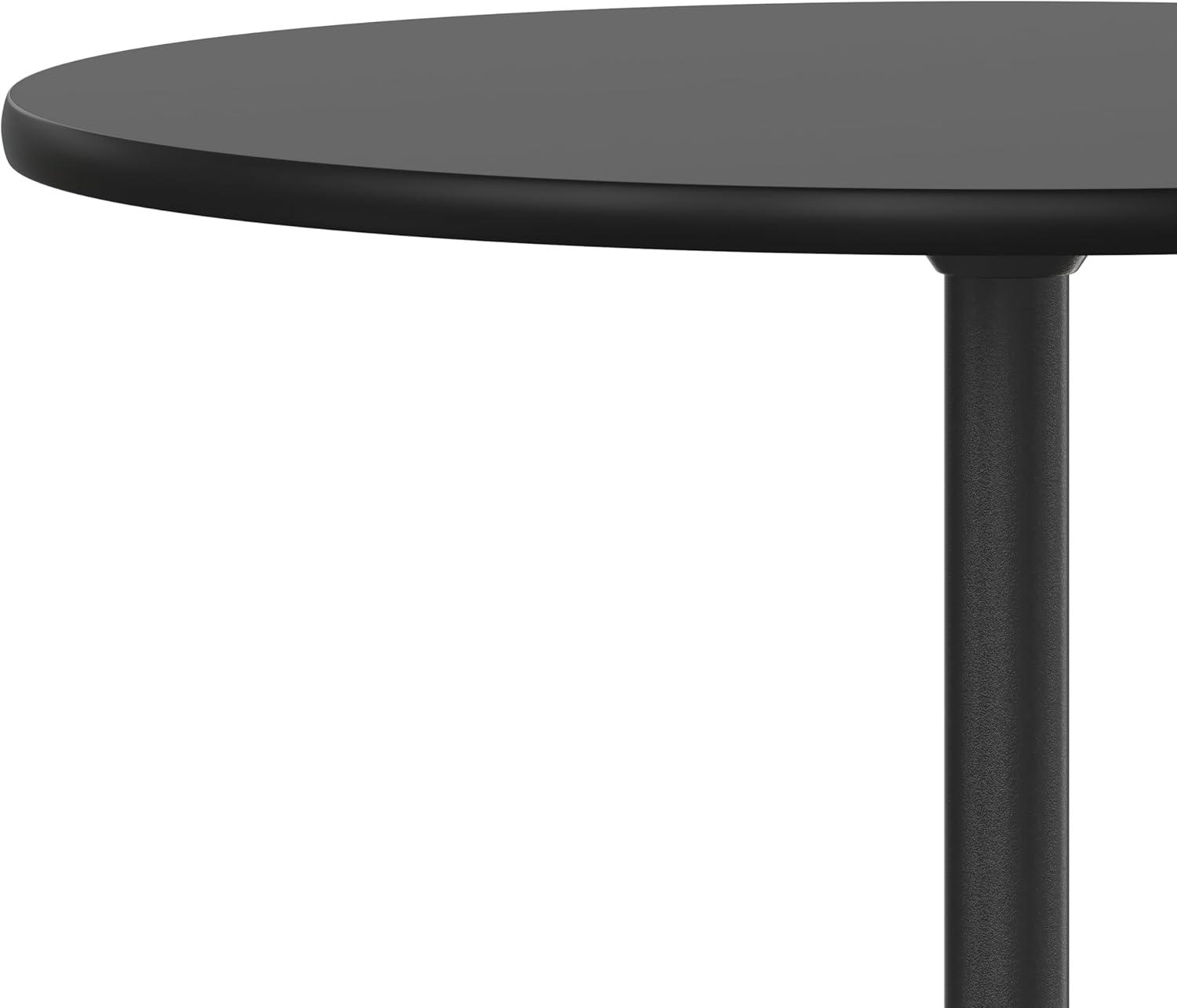 imageFlash Furniture Lars 36 Round Wood Cocktail Table with 30 and 42 Columns Wood Bar Height Table for Commercial or Residential Use NaturalBlack