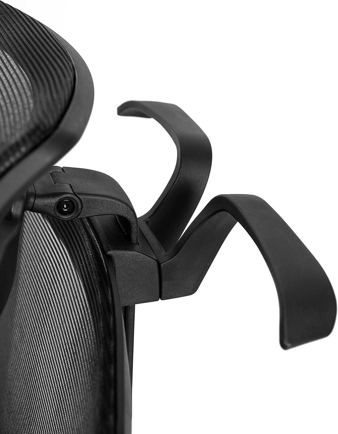 imageFlash Furniture Layla Ergonomic Mesh Office Chair with SynchroTilt Pivot Adjustable Headrest Lumbar Support Coat Hanger and Adjustable Arms in Black