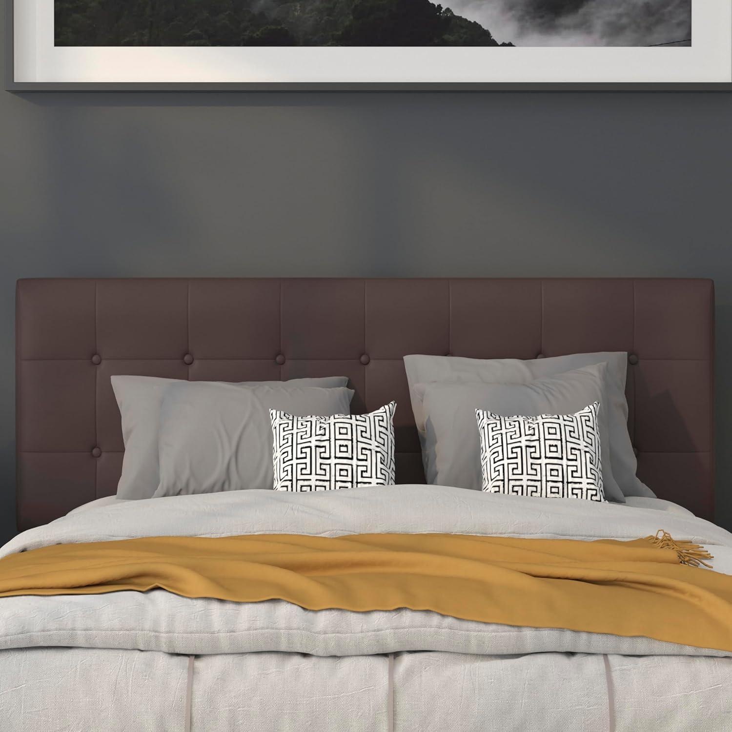 imageFlash Furniture Lennox Tufted Upholstered Full Size Headboard in Black VinylBrown