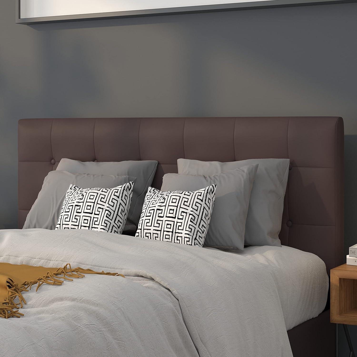 imageFlash Furniture Lennox Tufted Upholstered Full Size Headboard in Black VinylBrown