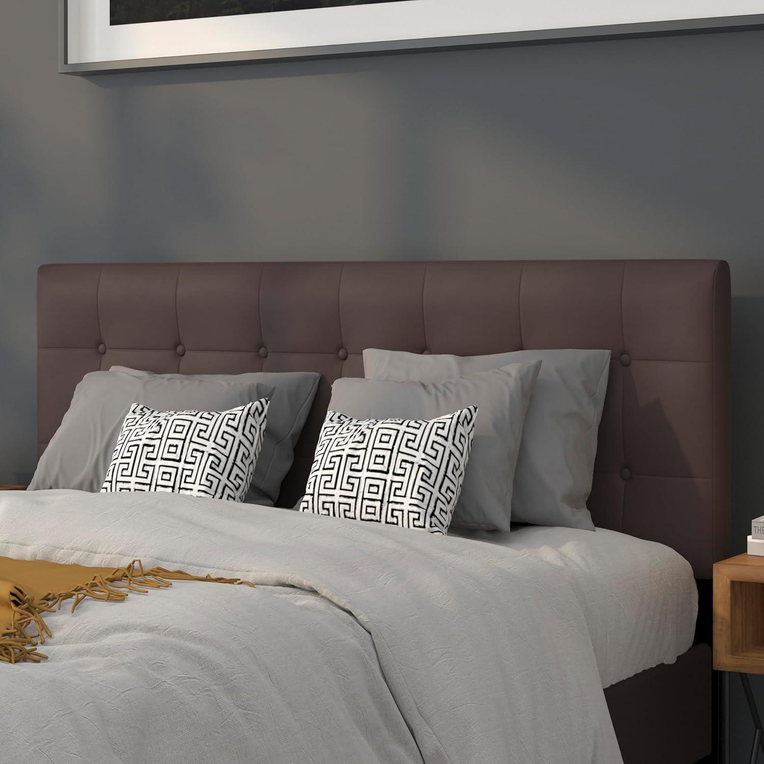 imageFlash Furniture Lennox Tufted Upholstered Full Size Headboard in Black VinylBrown