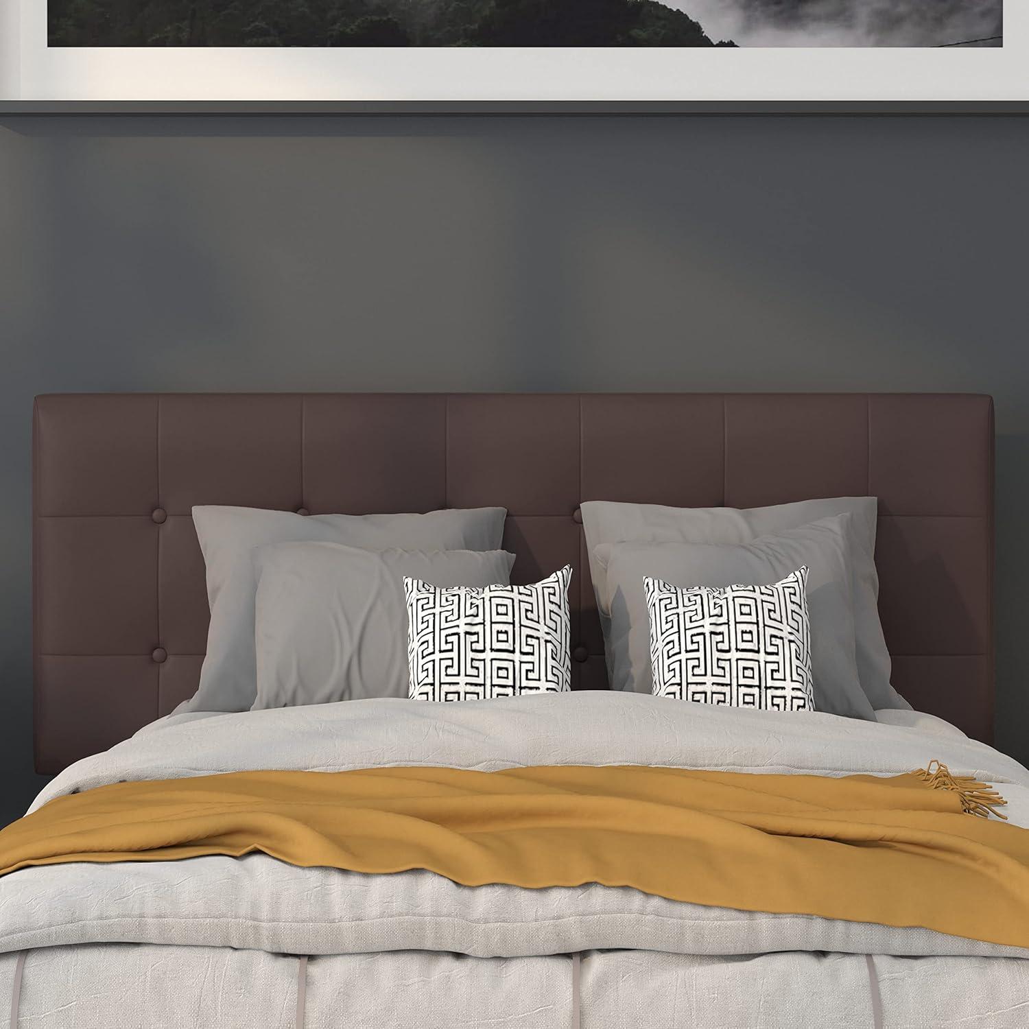 imageFlash Furniture Lennox Tufted Upholstered Full Size Headboard in Black VinylBrown