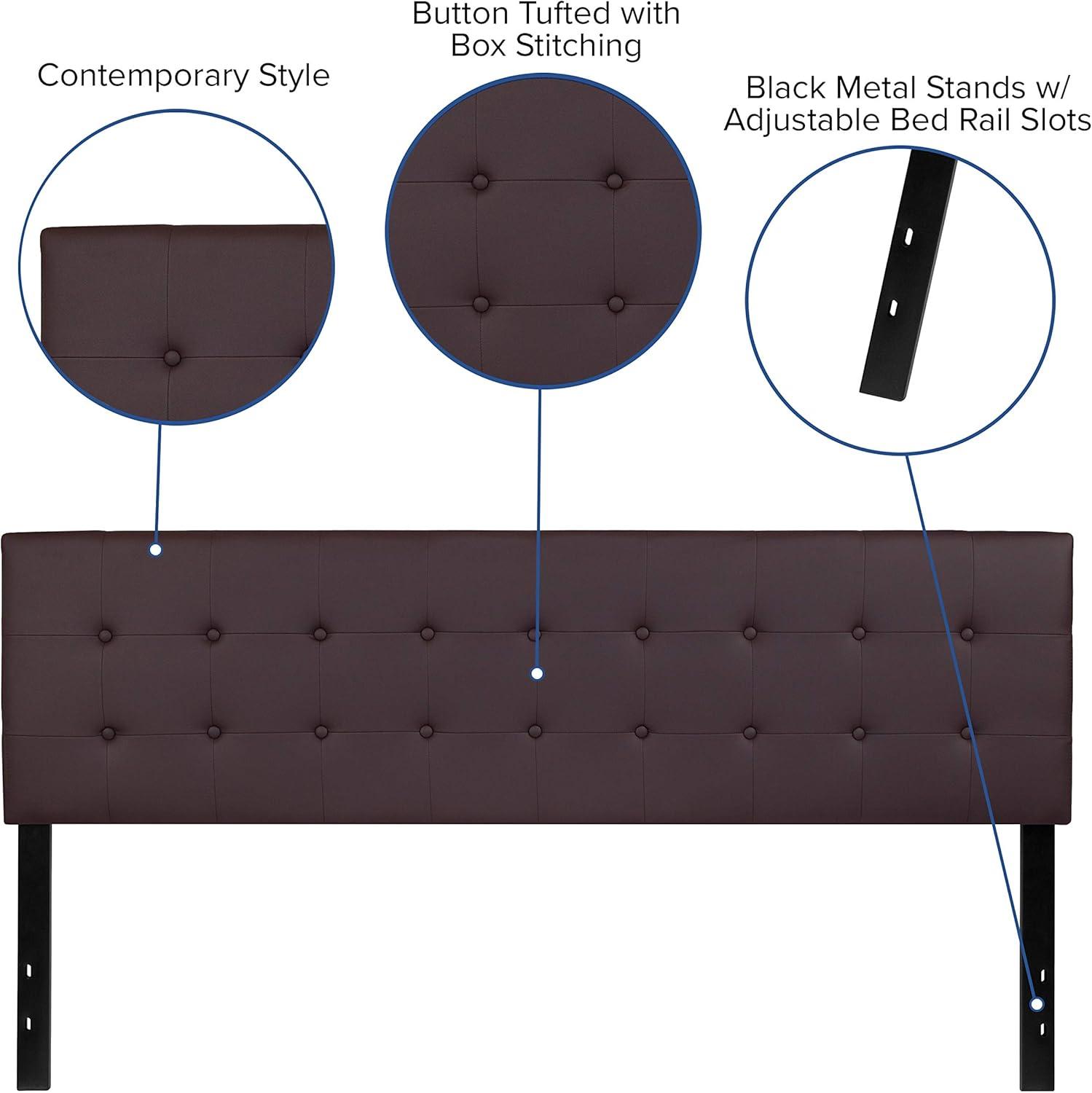 imageFlash Furniture Lennox Tufted Upholstered Full Size Headboard in Black VinylBrown