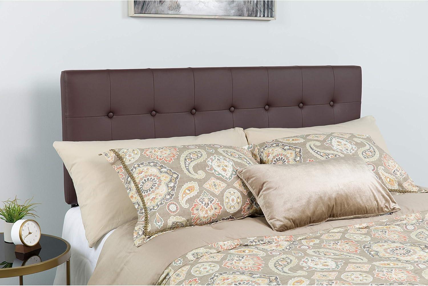 imageFlash Furniture Lennox Tufted Upholstered Full Size Headboard in Black VinylBrown