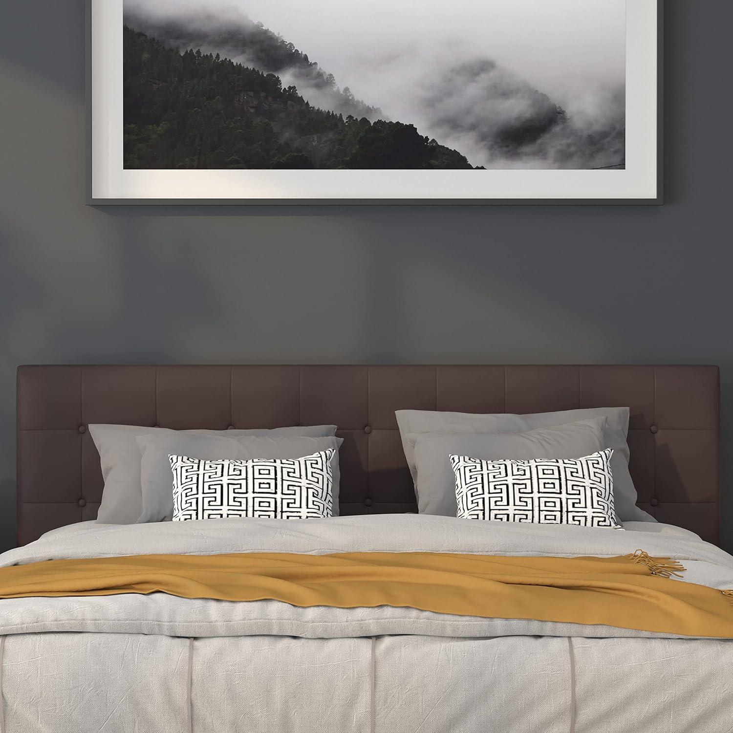 imageFlash Furniture Lennox Tufted Upholstered Full Size Headboard in Black VinylBrown