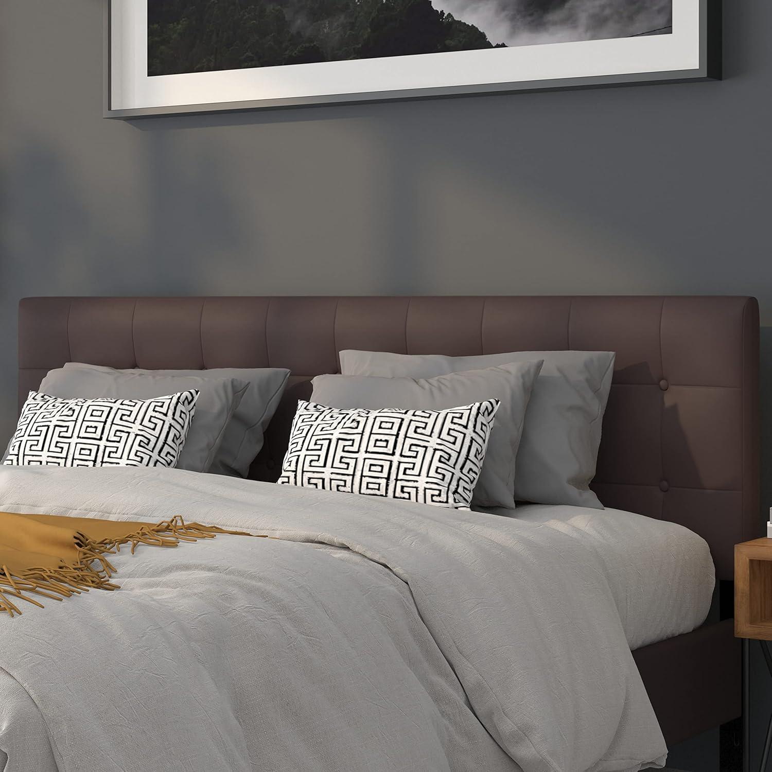 imageFlash Furniture Lennox Tufted Upholstered Full Size Headboard in Black VinylBrown