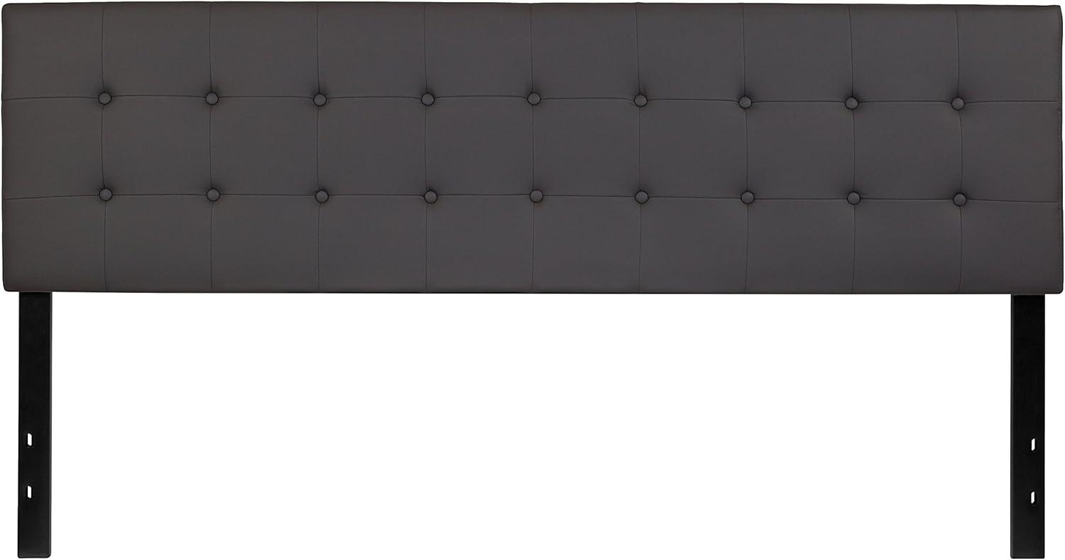 imageFlash Furniture Lennox Tufted Upholstered Full Size Headboard in Black VinylGray
