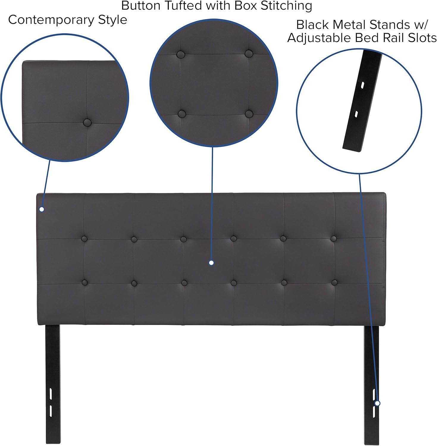imageFlash Furniture Lennox Tufted Upholstered Full Size Headboard in Black VinylGray