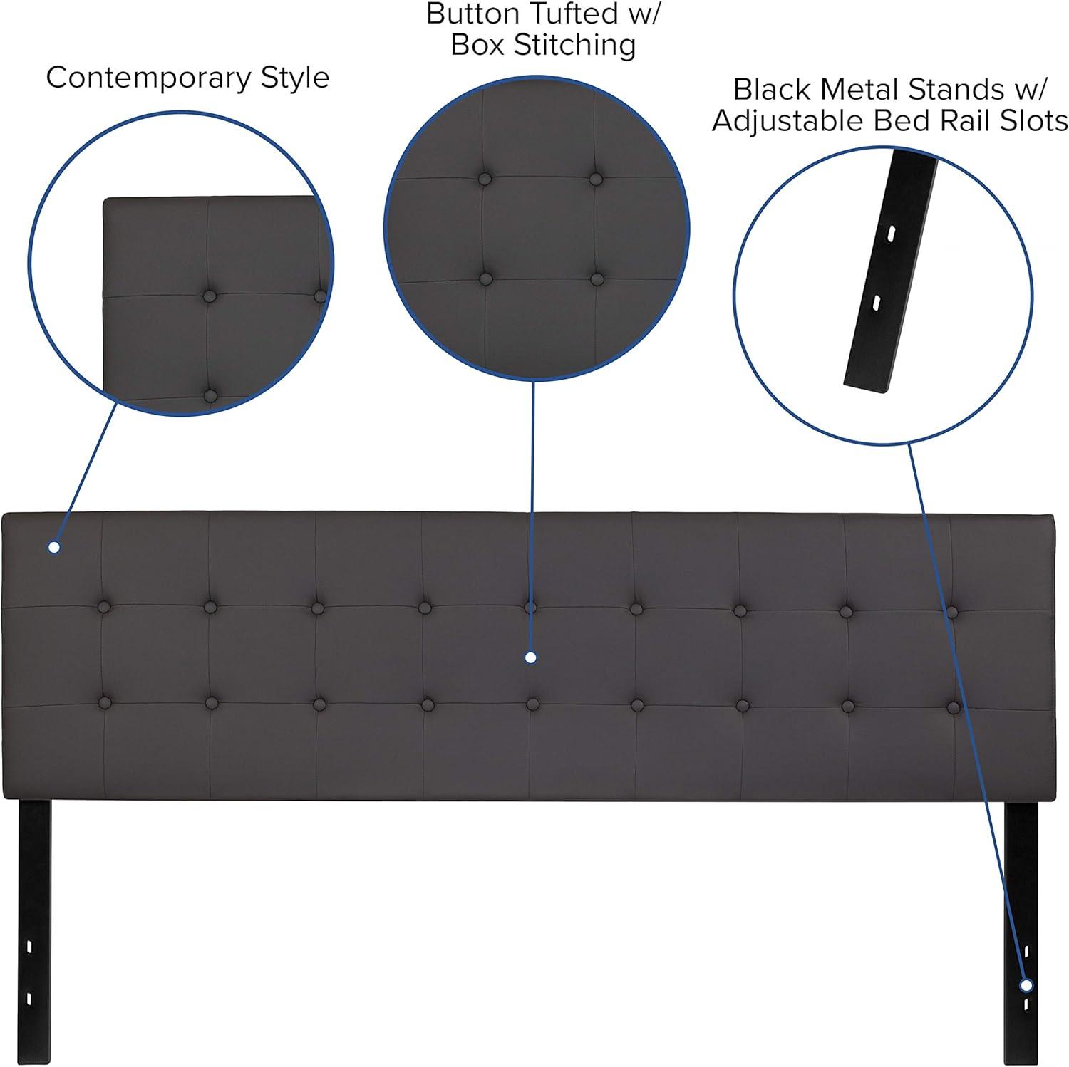imageFlash Furniture Lennox Tufted Upholstered Full Size Headboard in Black VinylGray