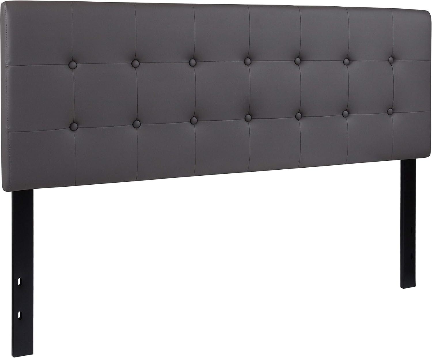 imageFlash Furniture Lennox Tufted Upholstered Full Size Headboard in Black VinylGray