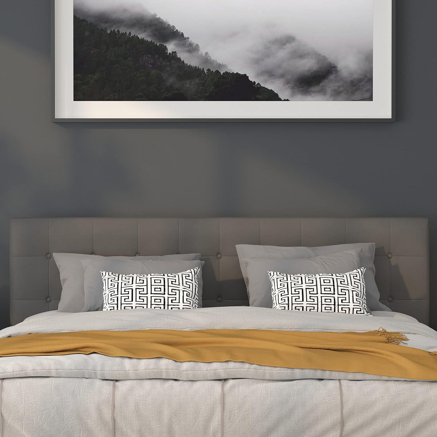 imageFlash Furniture Lennox Tufted Upholstered Full Size Headboard in Black VinylGray
