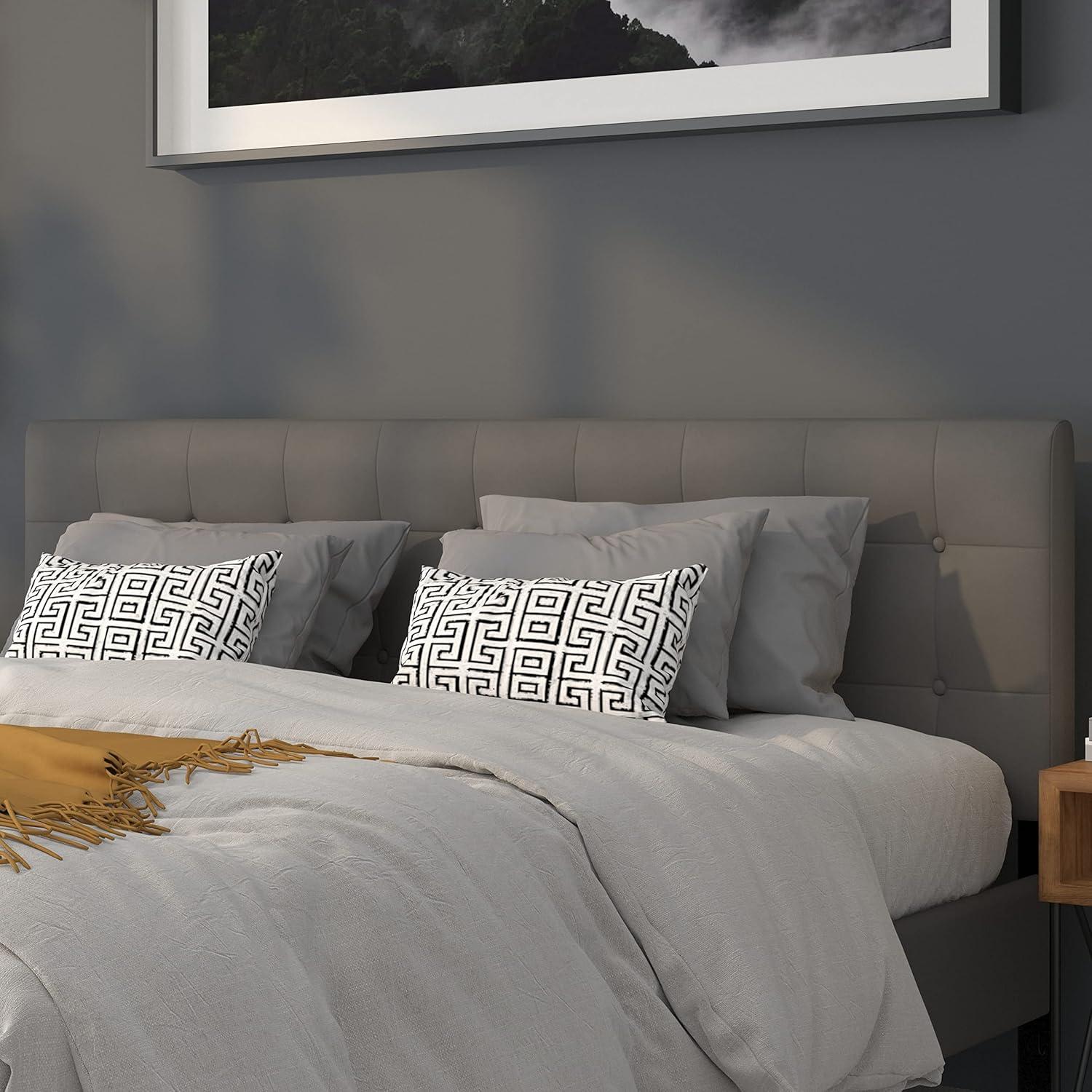 imageFlash Furniture Lennox Tufted Upholstered Full Size Headboard in Black VinylGray