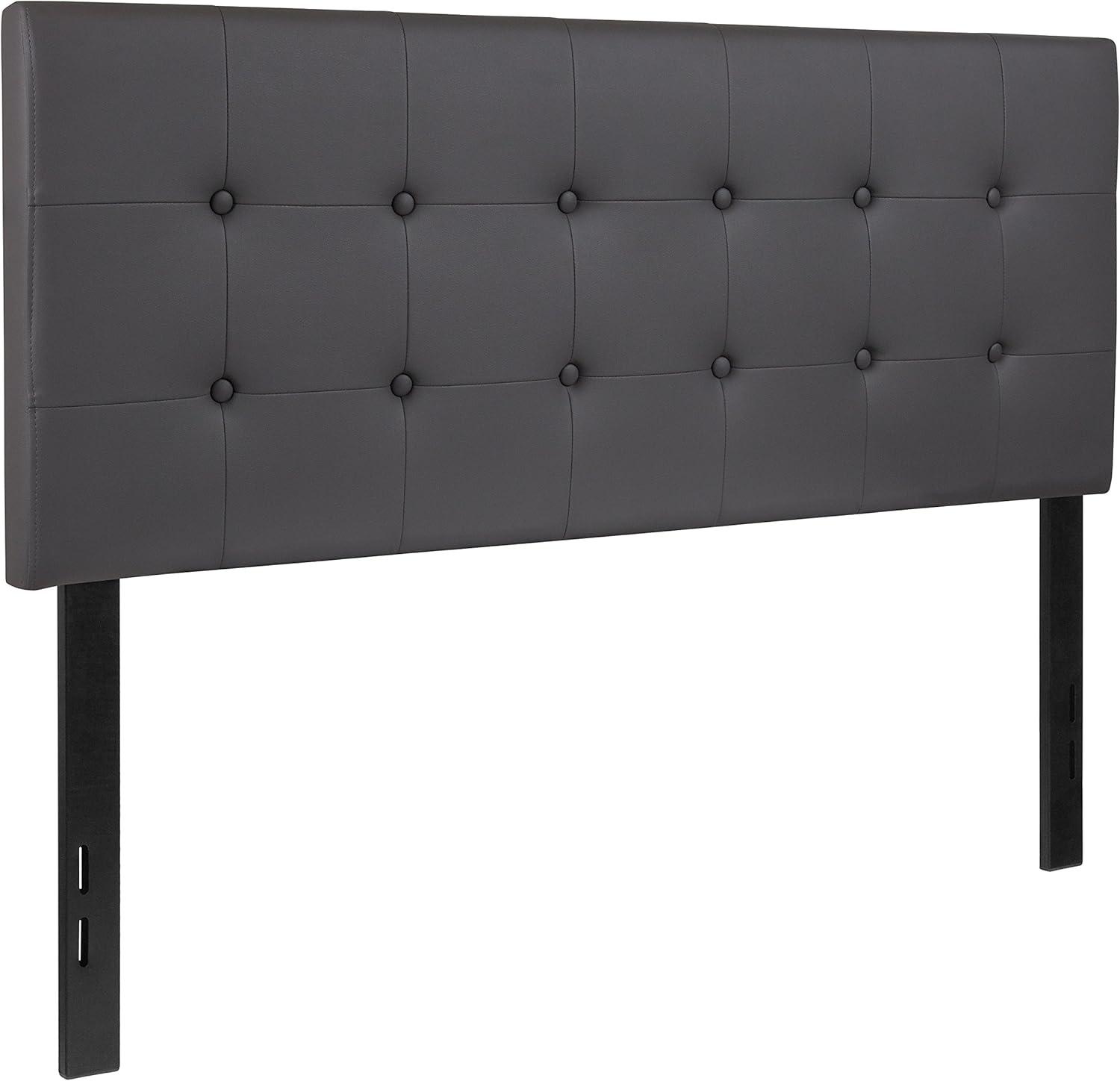 imageFlash Furniture Lennox Tufted Upholstered Full Size Headboard in Black VinylGray