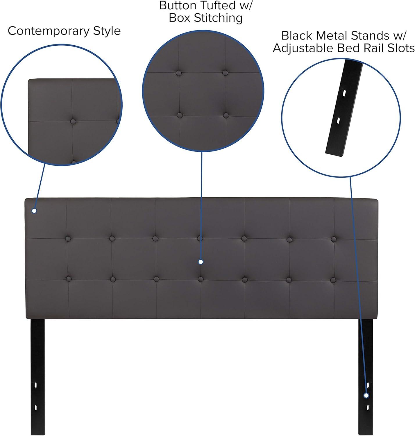 imageFlash Furniture Lennox Tufted Upholstered Full Size Headboard in Black VinylGray