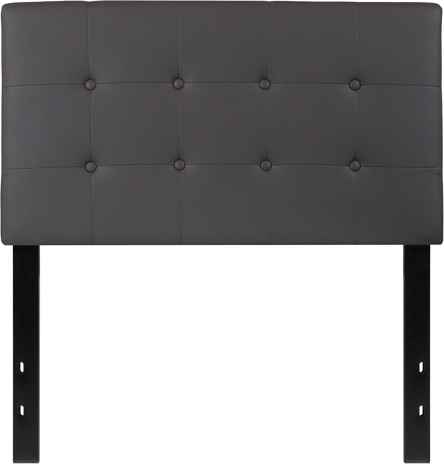 imageFlash Furniture Lennox Tufted Upholstered Full Size Headboard in Black VinylGray