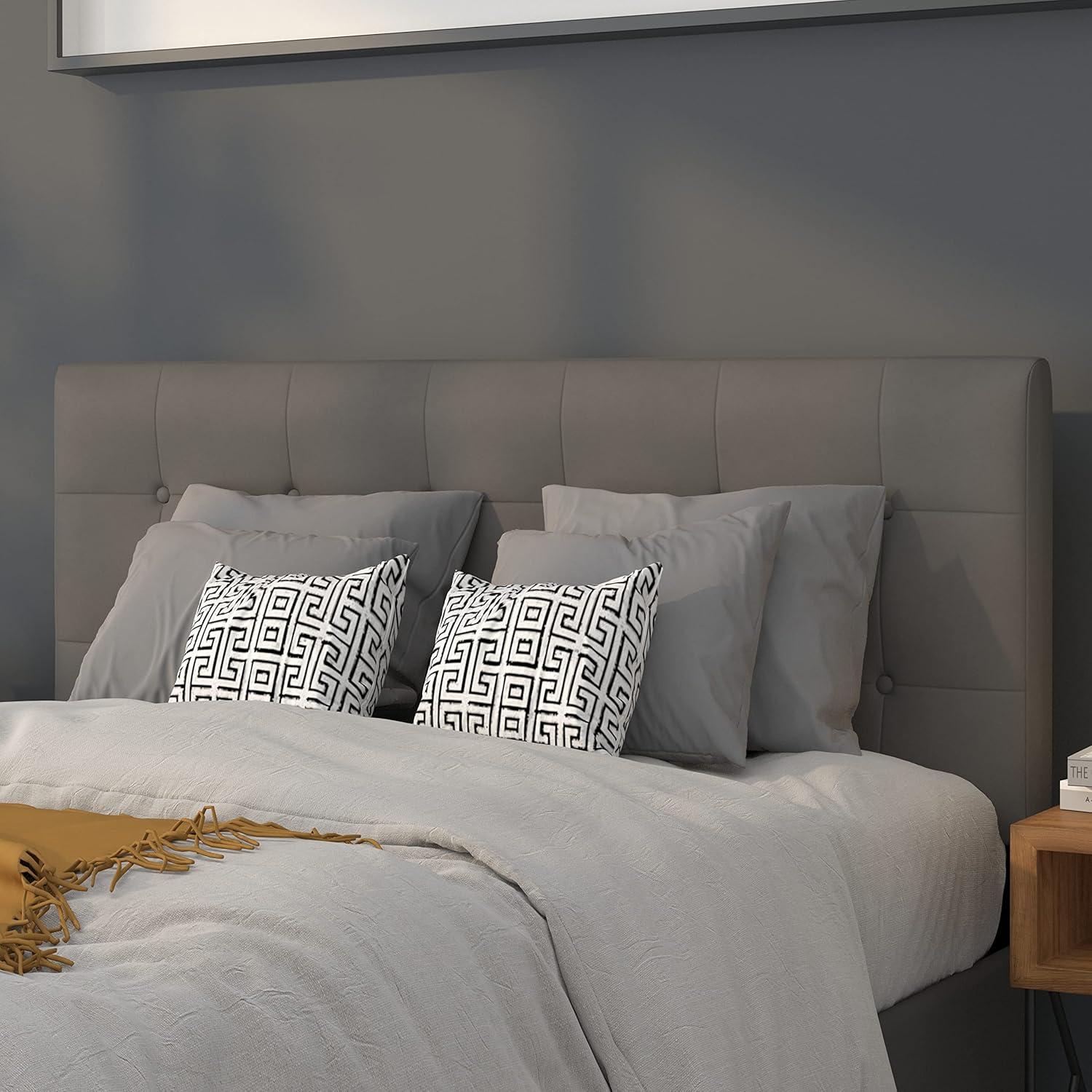 imageFlash Furniture Lennox Tufted Upholstered Full Size Headboard in Black VinylGray