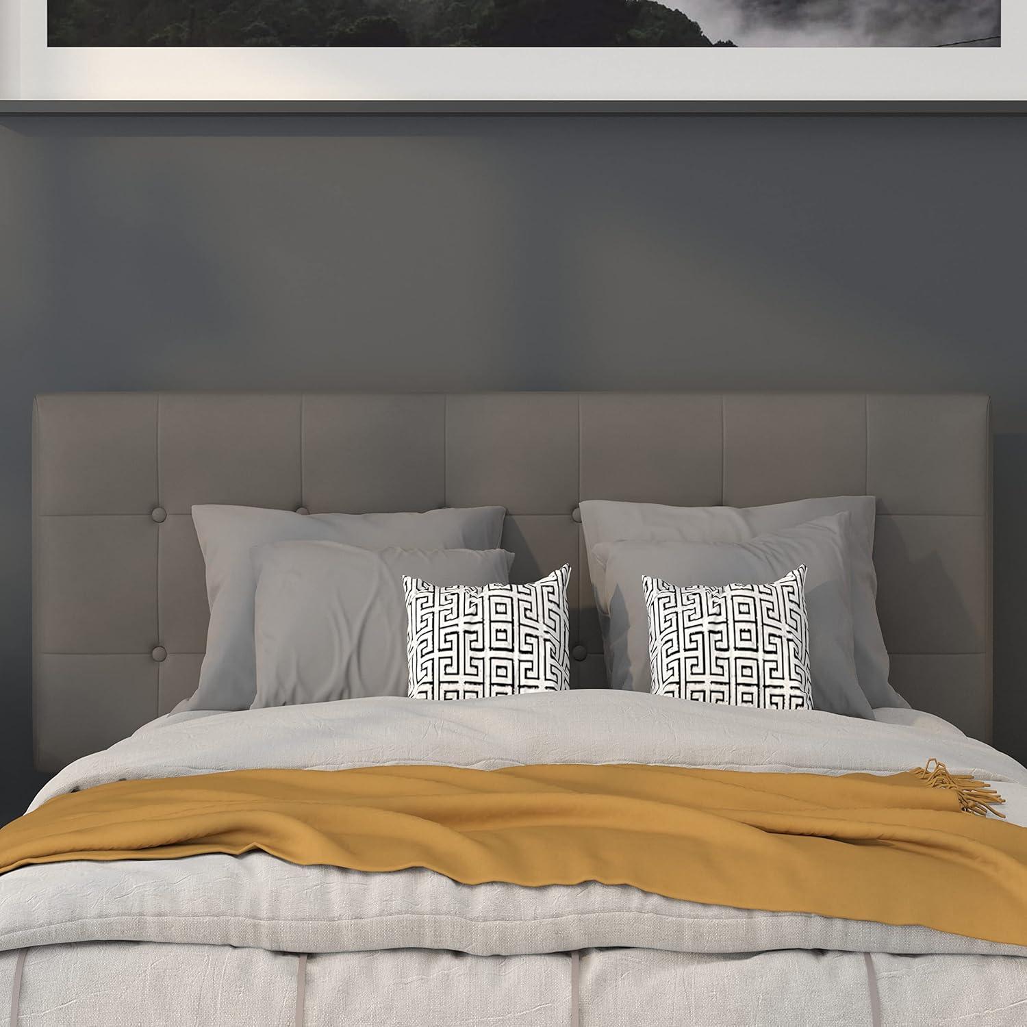 imageFlash Furniture Lennox Tufted Upholstered Full Size Headboard in Black VinylGray