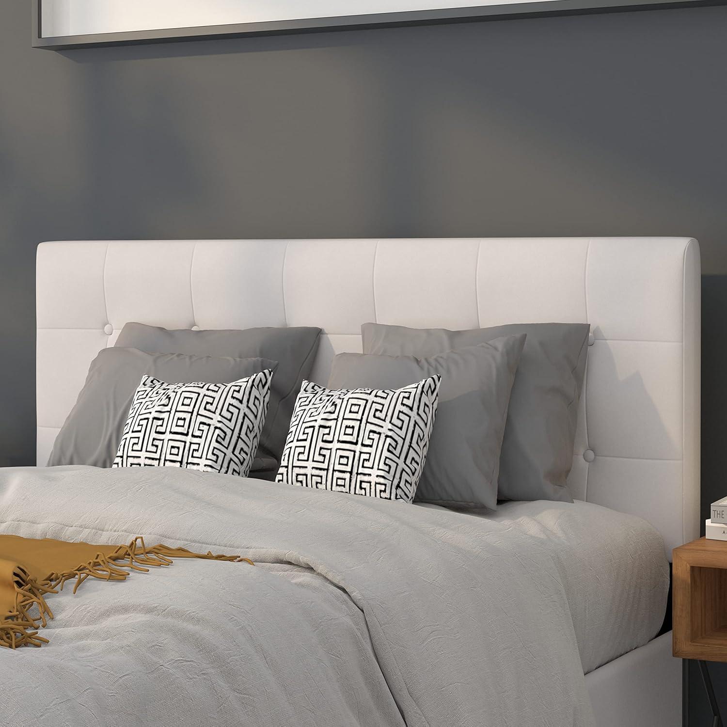 imageFlash Furniture Lennox Tufted Upholstered Full Size Headboard in Black VinylWhite