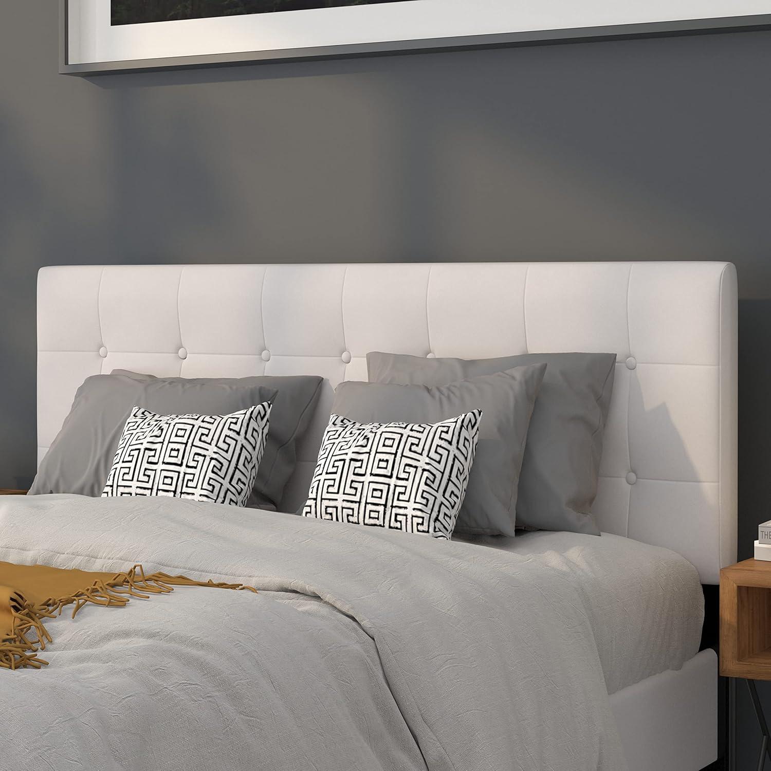 imageFlash Furniture Lennox Tufted Upholstered Full Size Headboard in Black VinylWhite