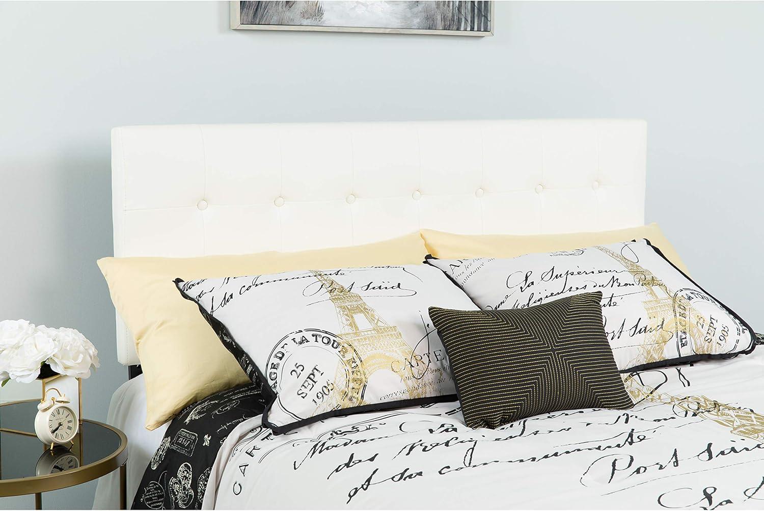 imageFlash Furniture Lennox Tufted Upholstered Full Size Headboard in Black VinylWhite