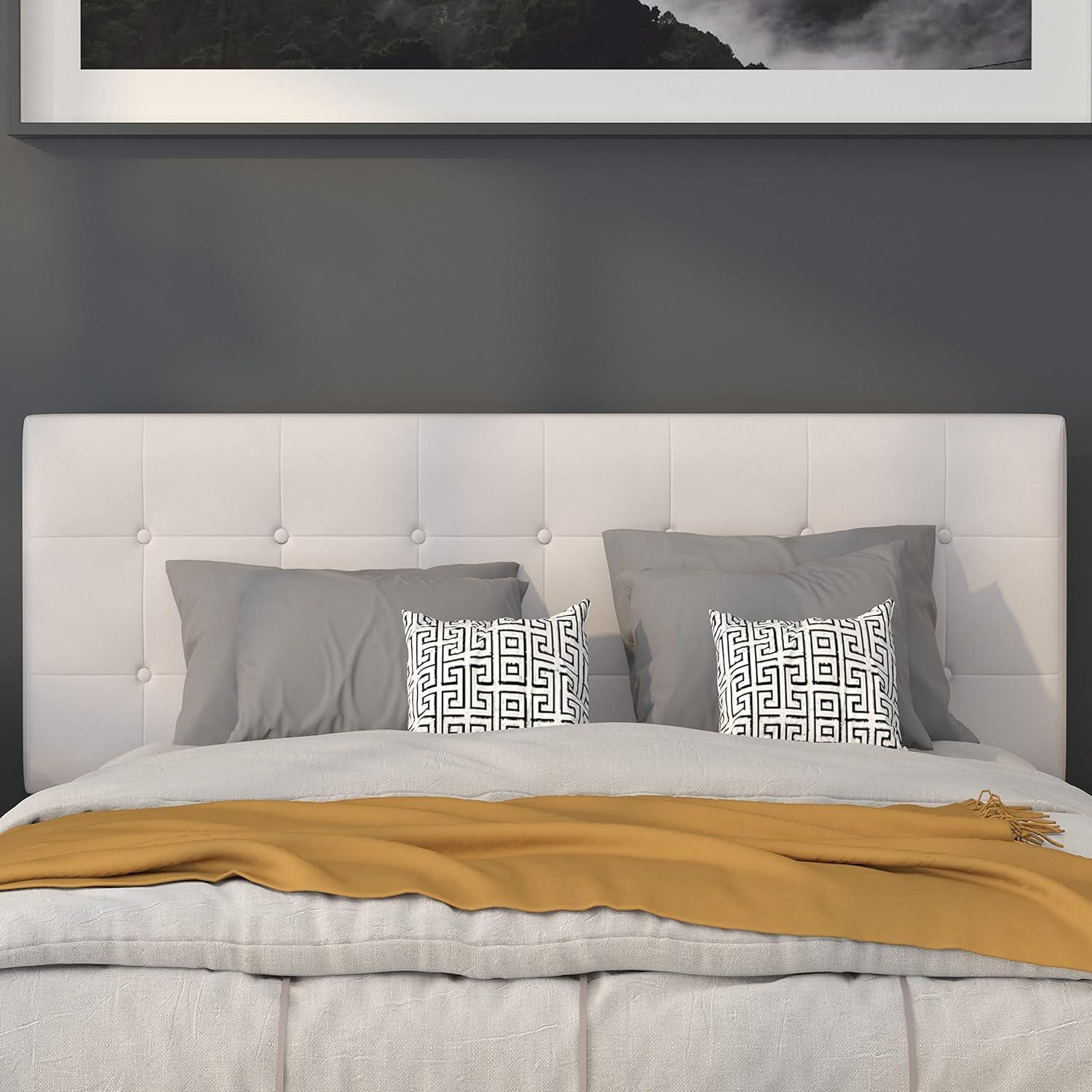 imageFlash Furniture Lennox Tufted Upholstered Full Size Headboard in Black VinylWhite