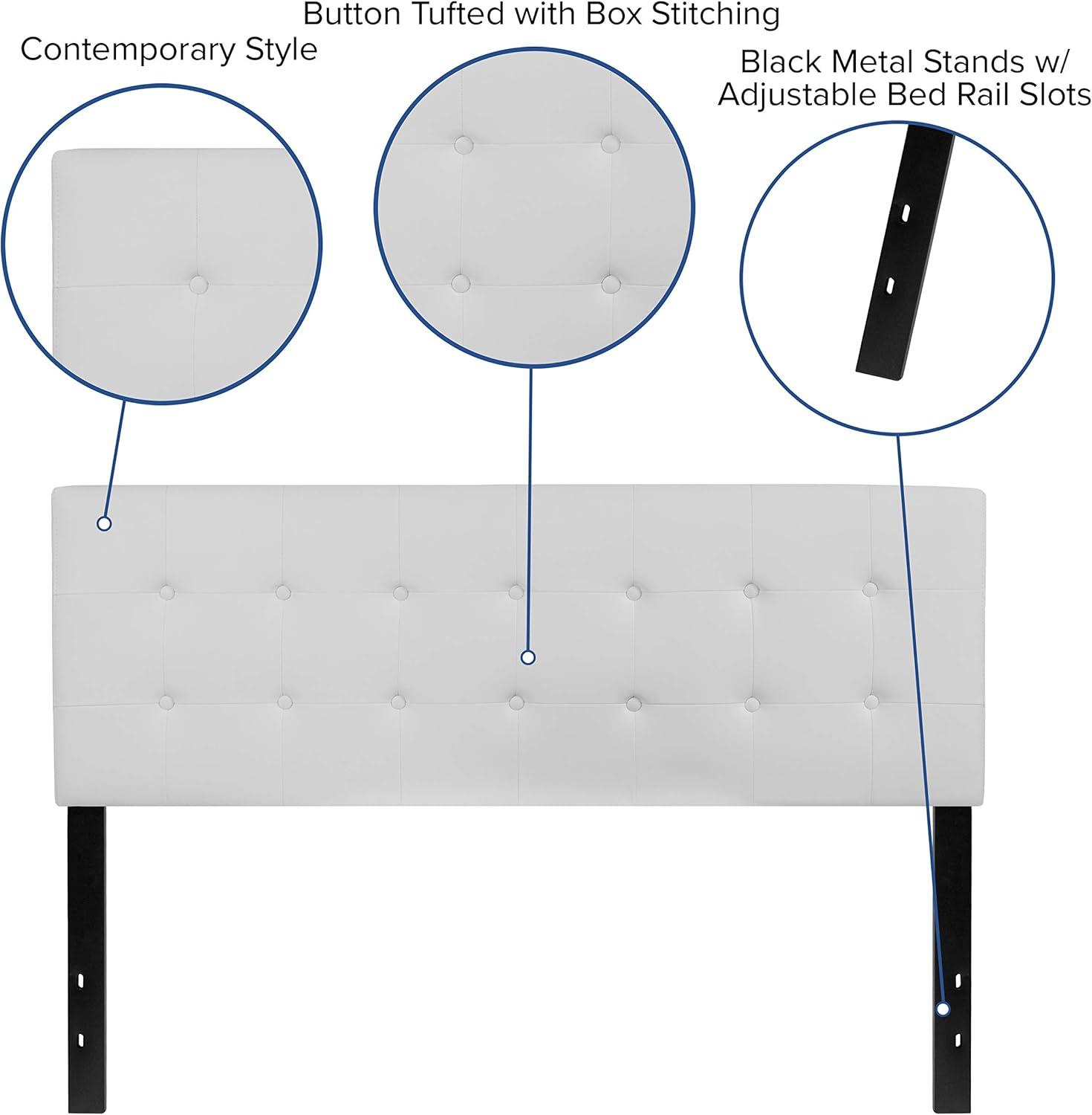 imageFlash Furniture Lennox Tufted Upholstered Full Size Headboard in Black VinylWhite