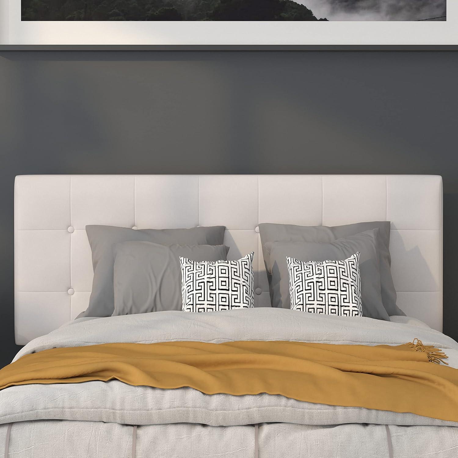 imageFlash Furniture Lennox Tufted Upholstered Full Size Headboard in Black VinylWhite