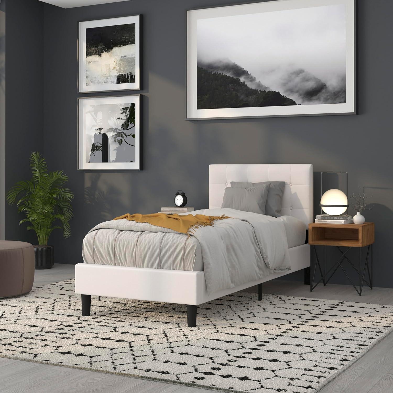 imageFlash Furniture Lennox Tufted Upholstered Full Size Headboard in Black VinylWhite