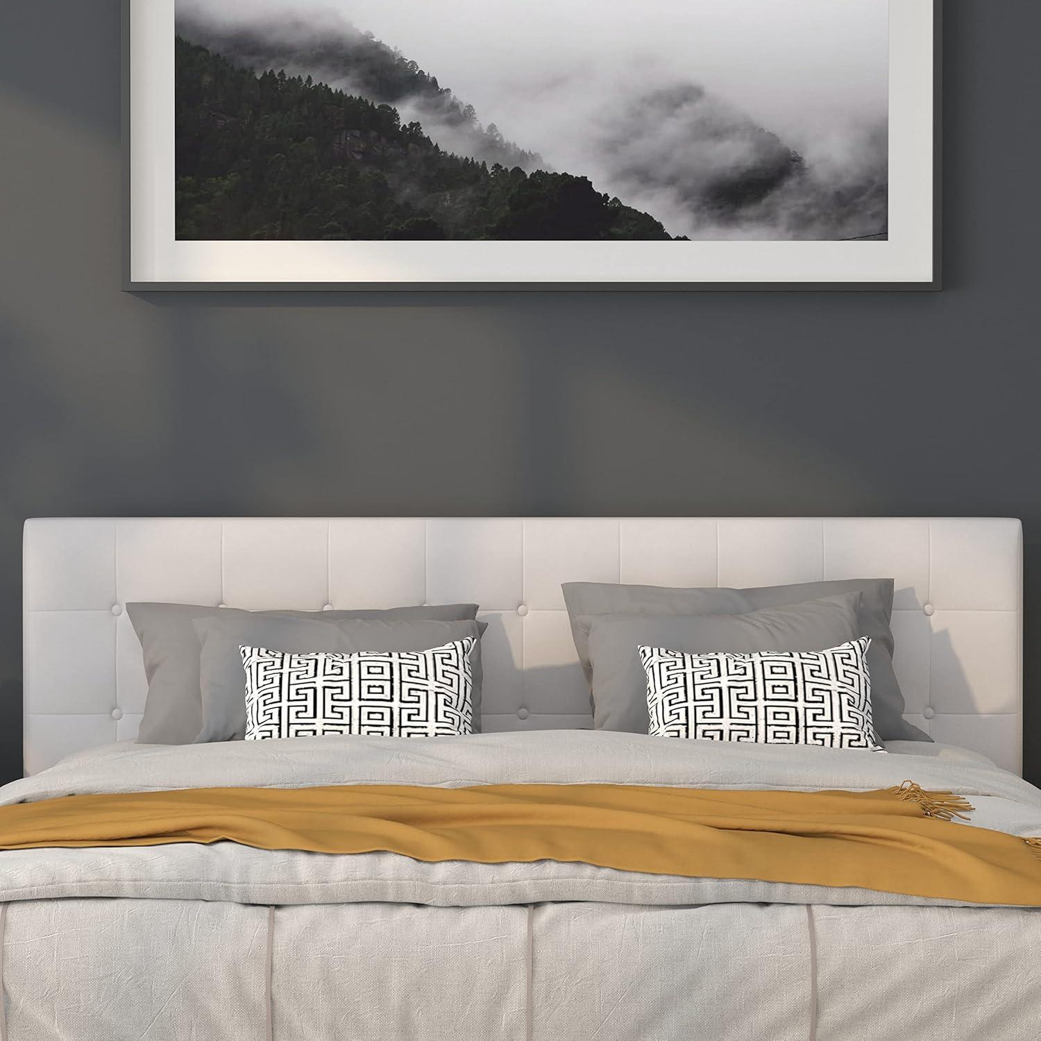 imageFlash Furniture Lennox Tufted Upholstered Full Size Headboard in Black VinylWhite