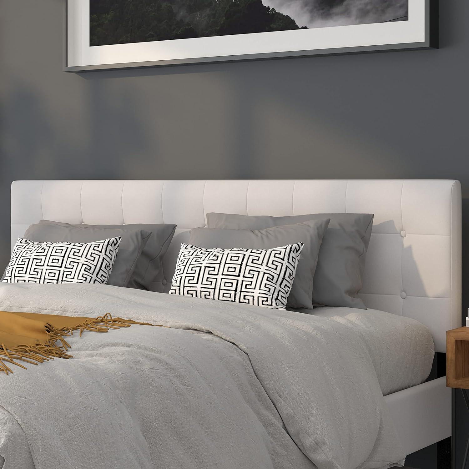 imageFlash Furniture Lennox Tufted Upholstered Full Size Headboard in Black VinylWhite