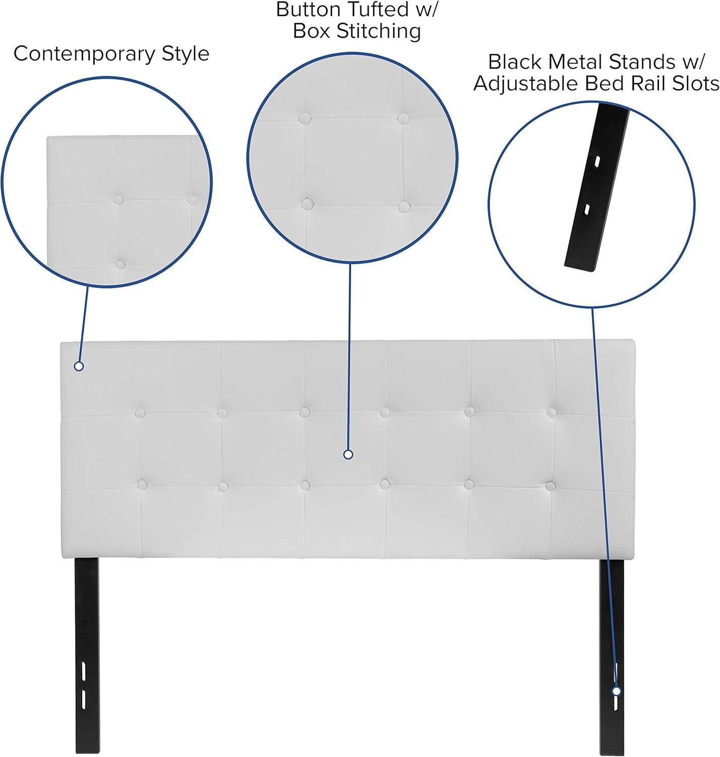 imageFlash Furniture Lennox Tufted Upholstered Full Size Headboard in Black VinylWhite