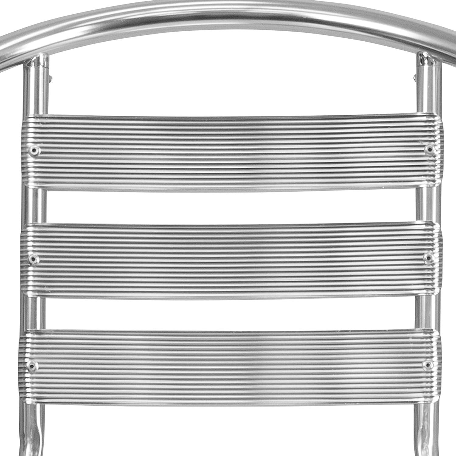 imageFlash Furniture Lila 4 Pack Commercial Aluminum IndoorOutdoor Restaurant Stack Chair with Triple Slat Back and ArmsSet of 4