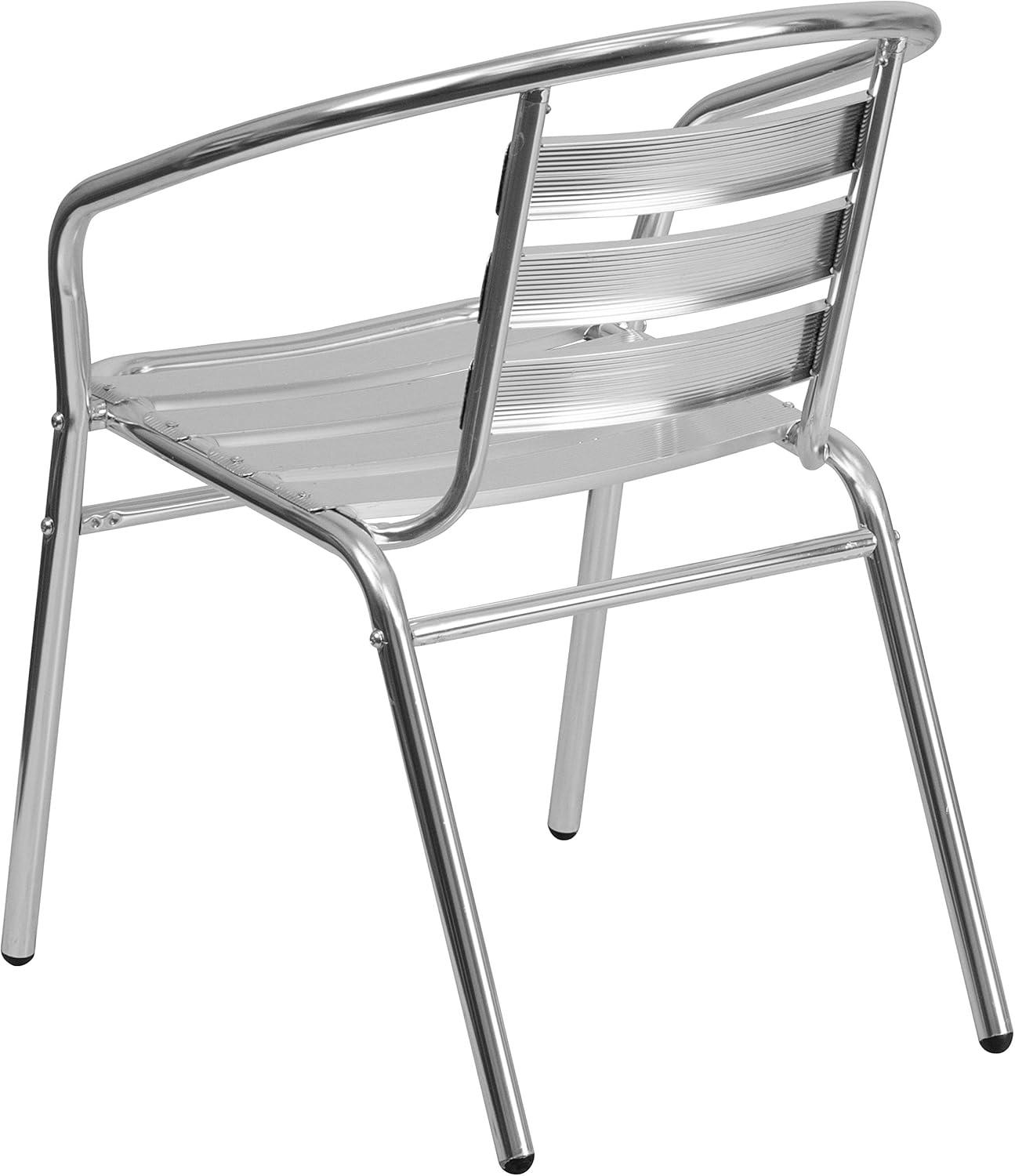 imageFlash Furniture Lila 4 Pack Commercial Aluminum IndoorOutdoor Restaurant Stack Chair with Triple Slat Back and ArmsSet of 4
