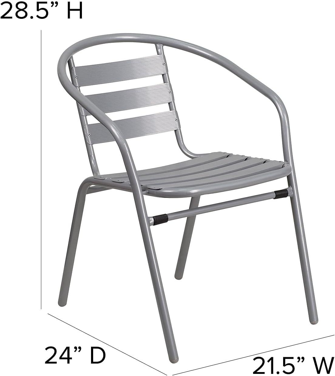 imageFlash Furniture Lila 4 Pack Silver Metal Restaurant Stack Chair with Aluminum SlatsSilver