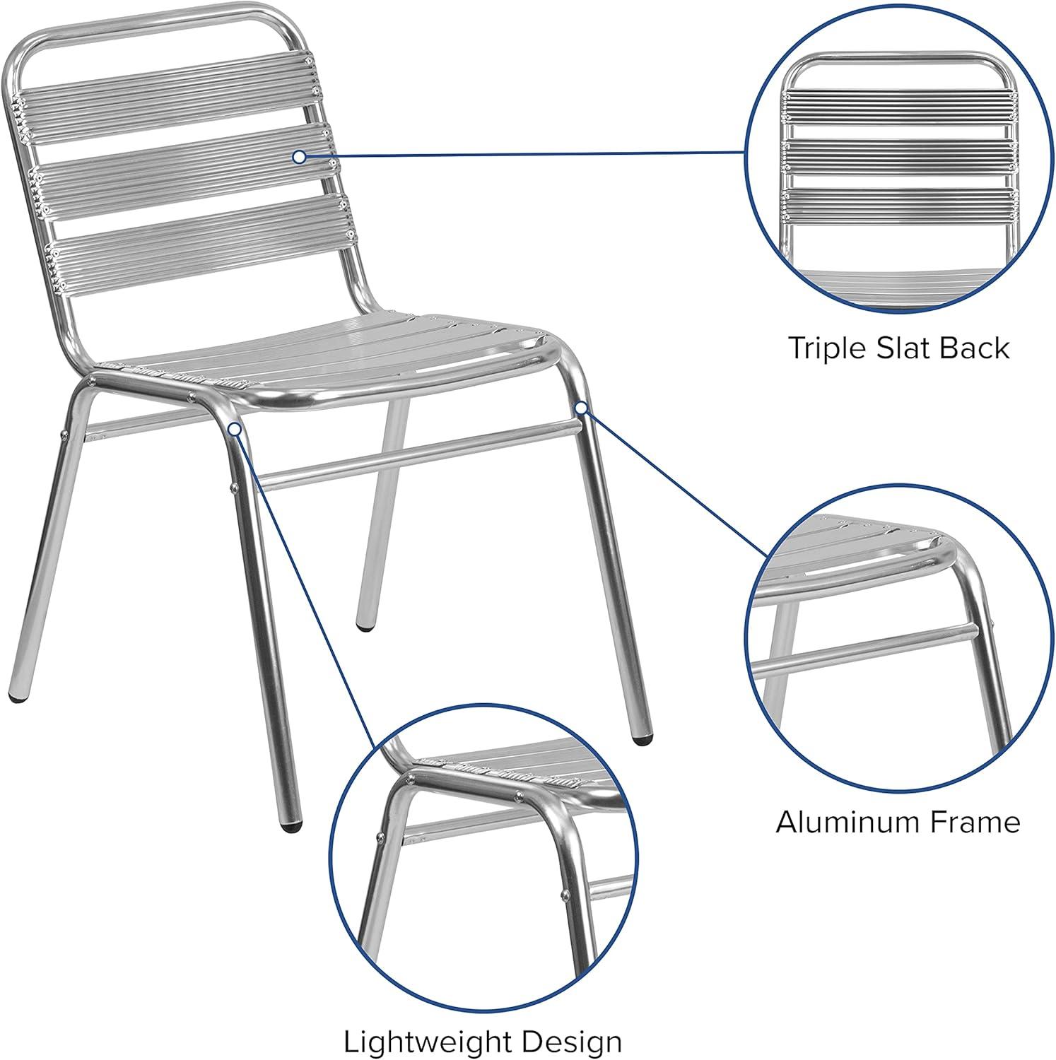 imageFlash Furniture Lila Commercial Black IndoorOutdoor Restaurant Stack Chair with Triple Slat BackAluminum