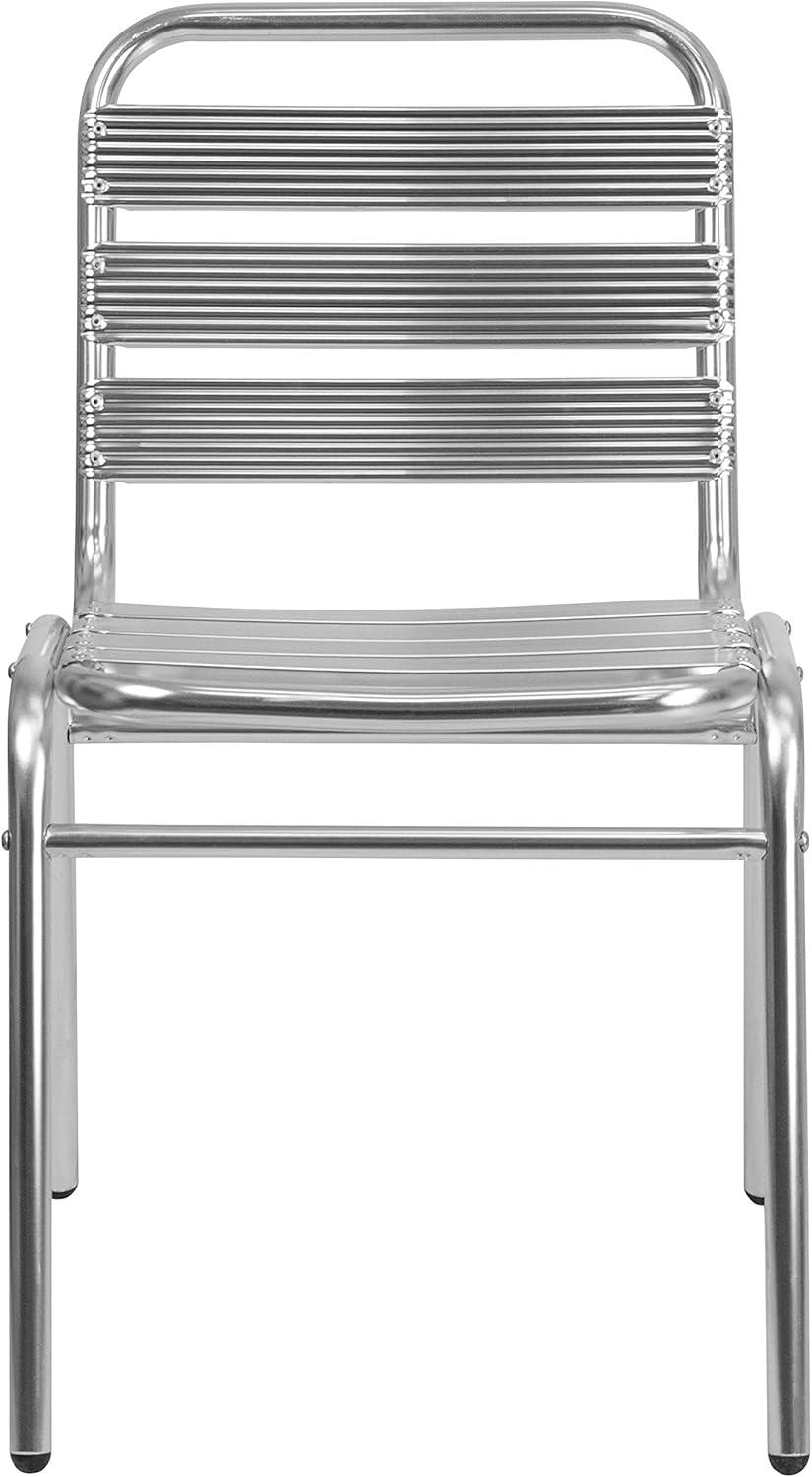 imageFlash Furniture Lila Commercial Black IndoorOutdoor Restaurant Stack Chair with Triple Slat BackAluminum