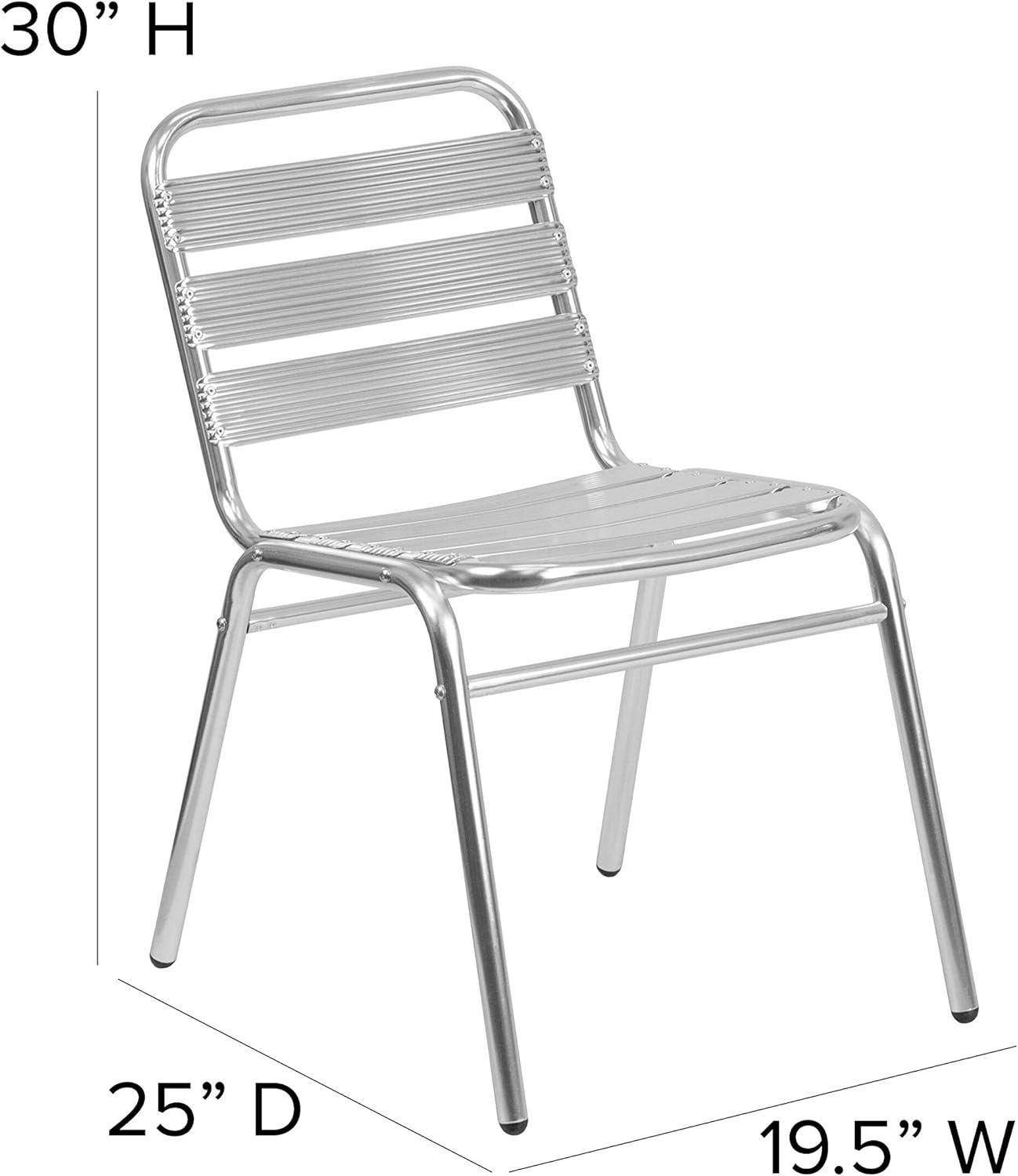 imageFlash Furniture Lila Commercial Black IndoorOutdoor Restaurant Stack Chair with Triple Slat BackAluminum