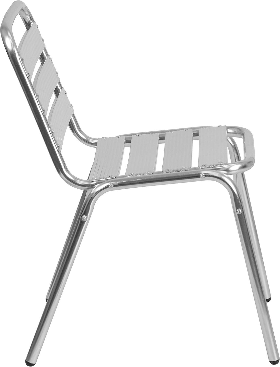 imageFlash Furniture Lila Commercial Black IndoorOutdoor Restaurant Stack Chair with Triple Slat BackAluminum