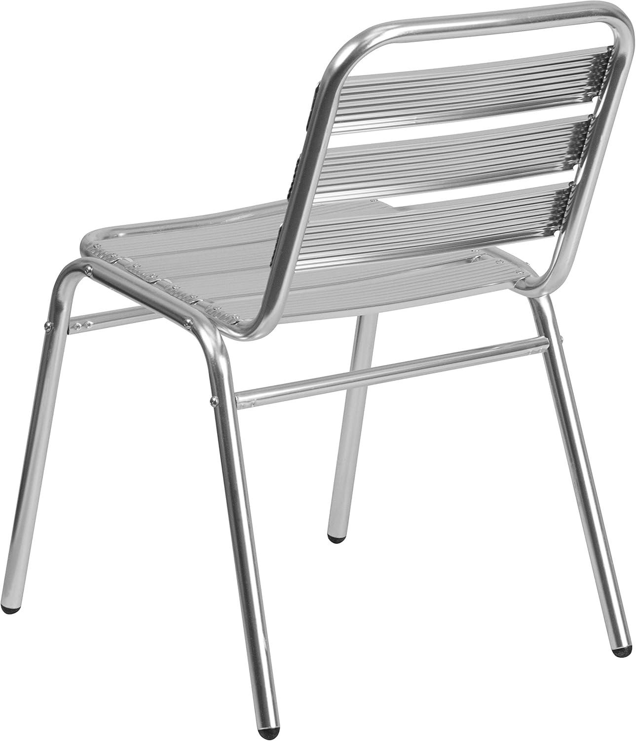 imageFlash Furniture Lila Commercial Black IndoorOutdoor Restaurant Stack Chair with Triple Slat BackAluminum