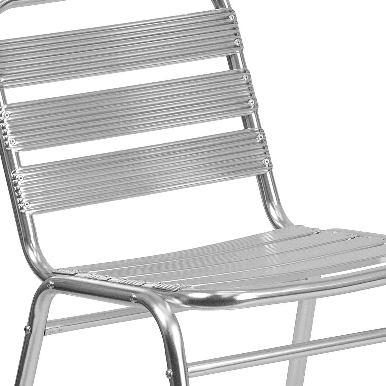 imageFlash Furniture Lila Commercial Black IndoorOutdoor Restaurant Stack Chair with Triple Slat BackAluminum