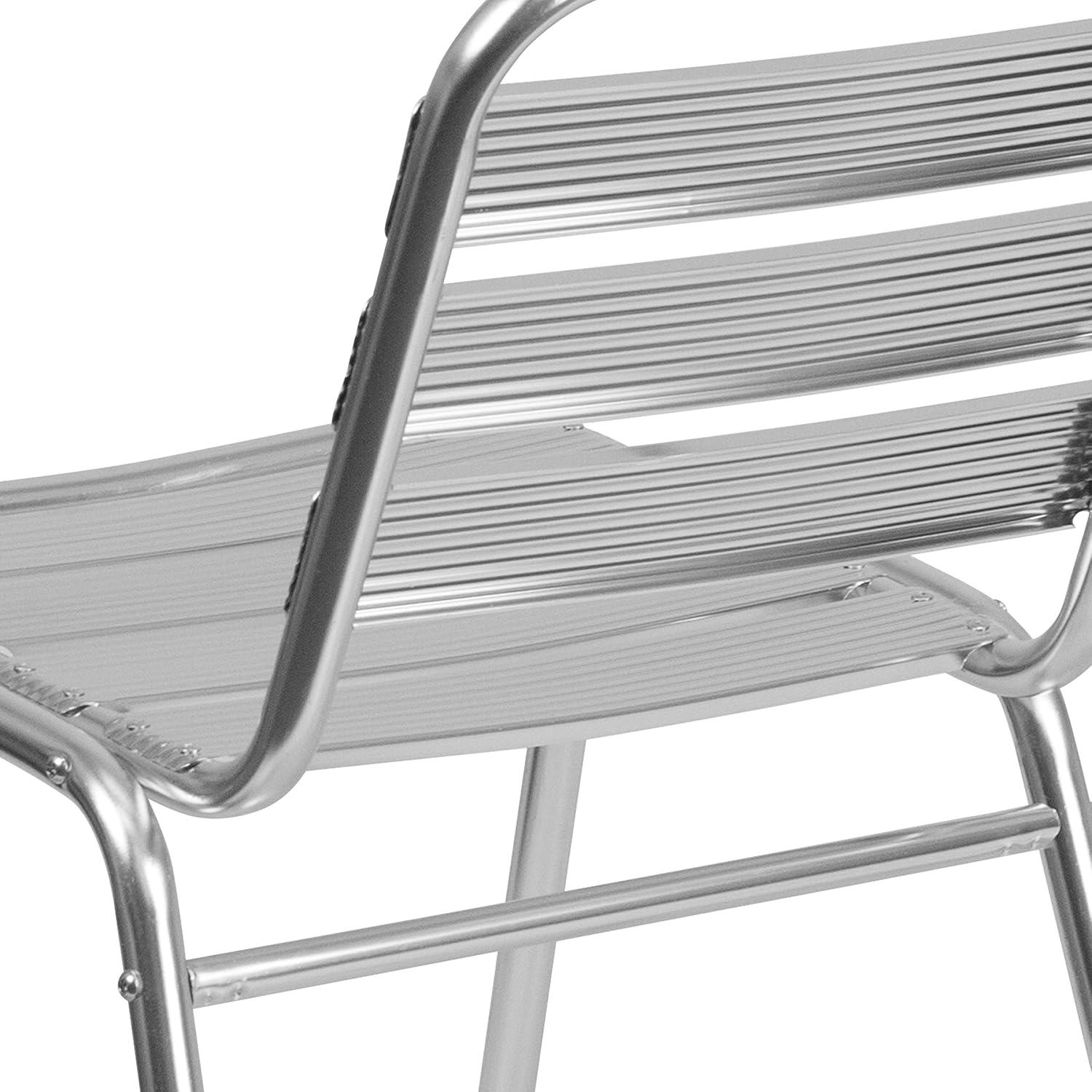 imageFlash Furniture Lila Commercial Black IndoorOutdoor Restaurant Stack Chair with Triple Slat BackAluminum