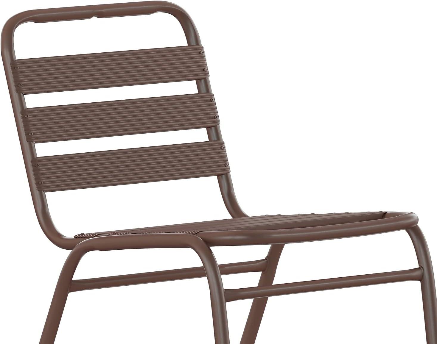 imageFlash Furniture Lila Commercial Black IndoorOutdoor Restaurant Stack Chair with Triple Slat BackBronze