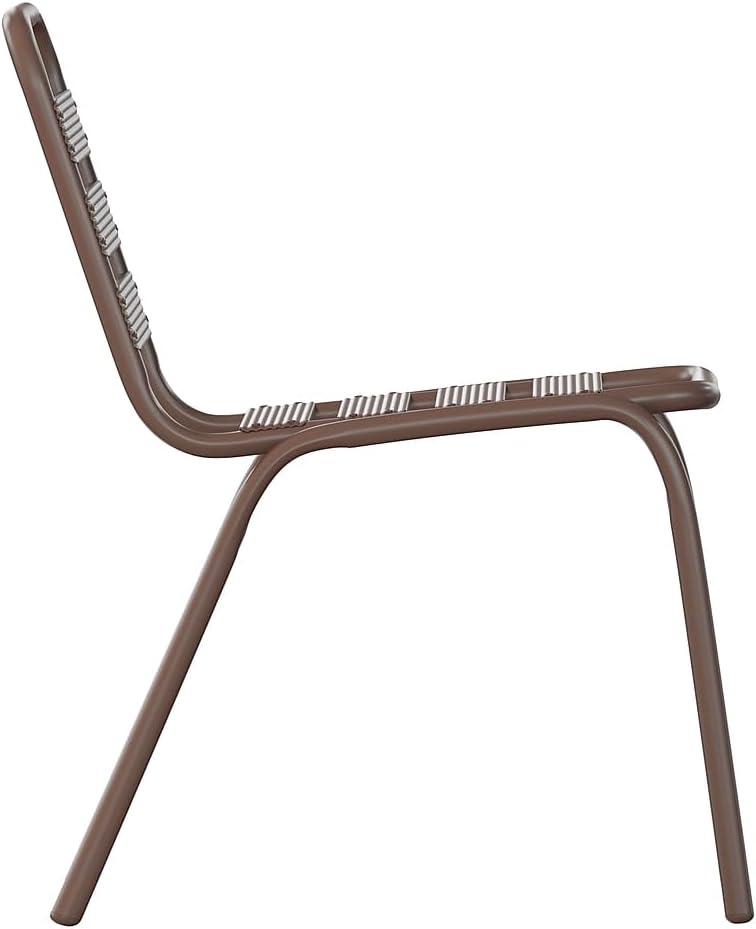 imageFlash Furniture Lila Commercial Black IndoorOutdoor Restaurant Stack Chair with Triple Slat BackBronze