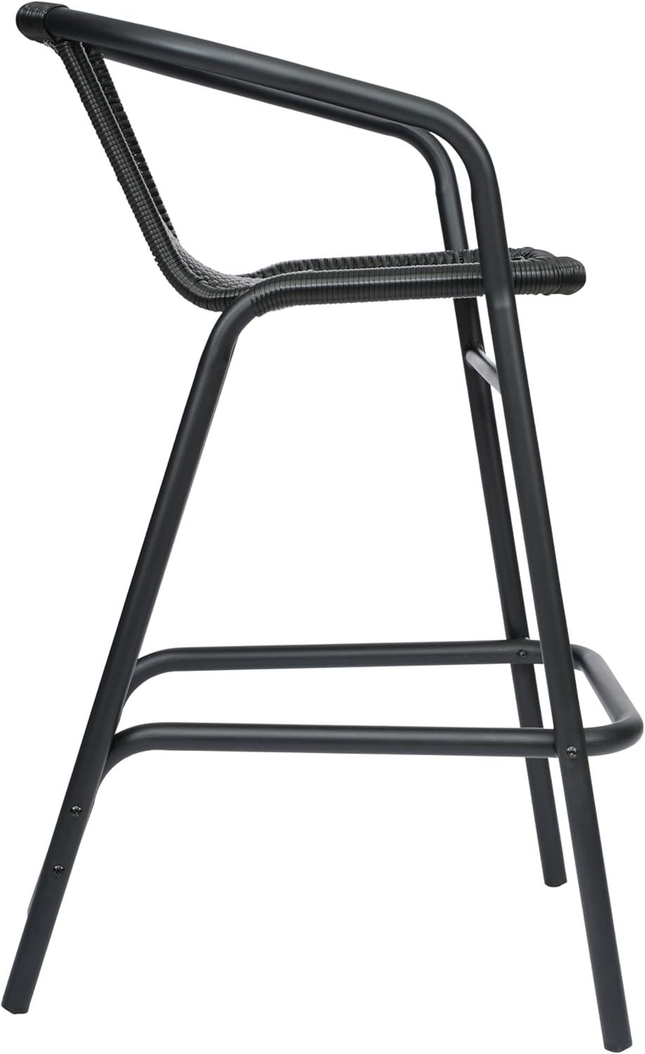 imageFlash Furniture Lila Commercial Grade Rattan IndoorOutdoor Commercial Restaurant Barstool Rattan Seat and Back Footrest Medium Brown 4 PackBlack