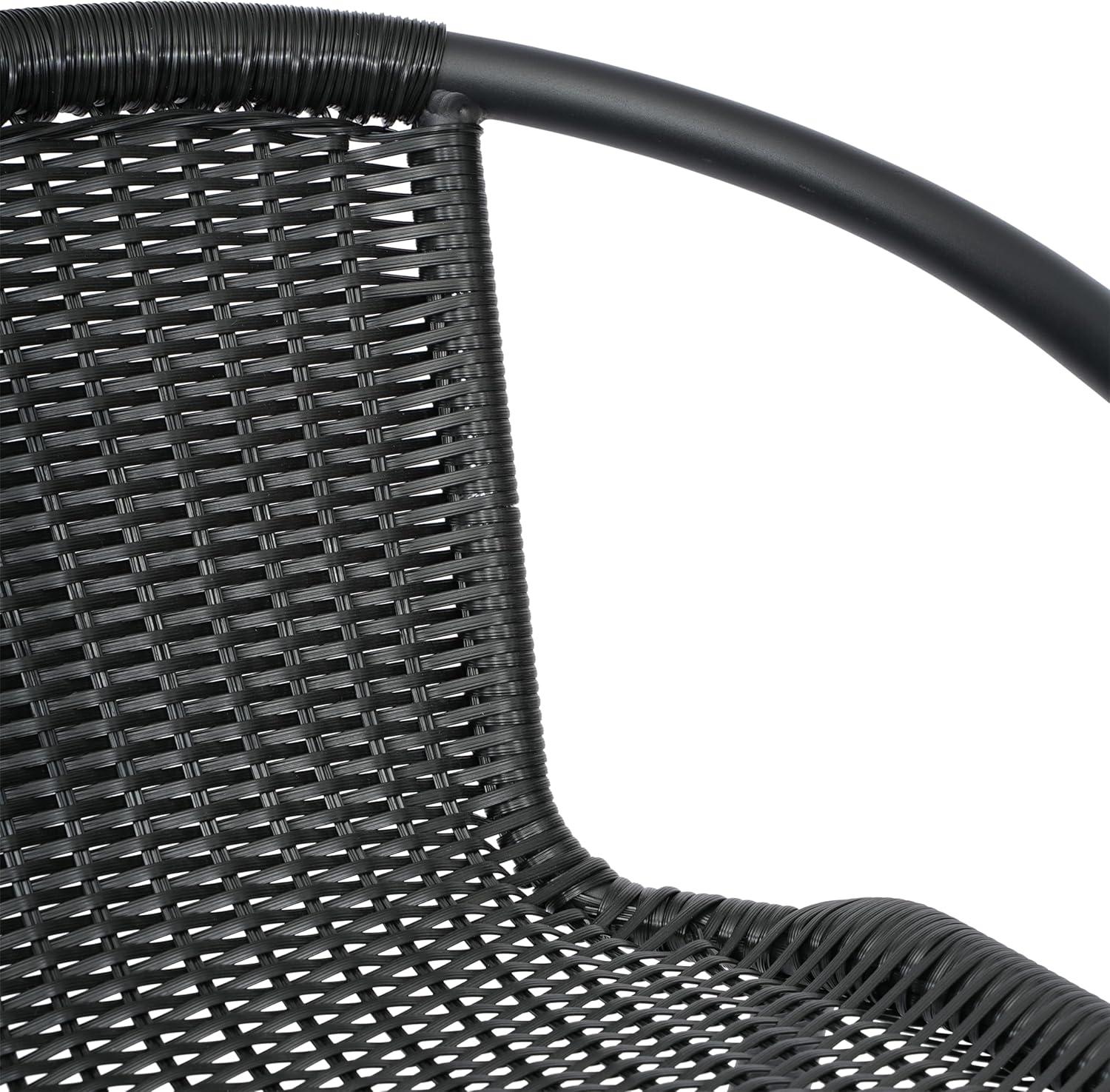 imageFlash Furniture Lila Commercial Grade Rattan IndoorOutdoor Commercial Restaurant Barstool Rattan Seat and Back Footrest Medium Brown 4 PackBlack