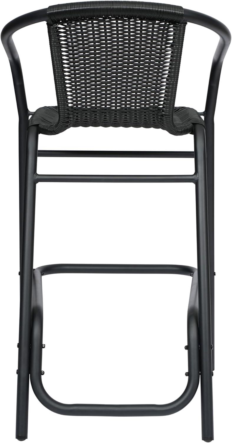 imageFlash Furniture Lila Commercial Grade Rattan IndoorOutdoor Commercial Restaurant Barstool Rattan Seat and Back Footrest Medium Brown 4 PackBlack