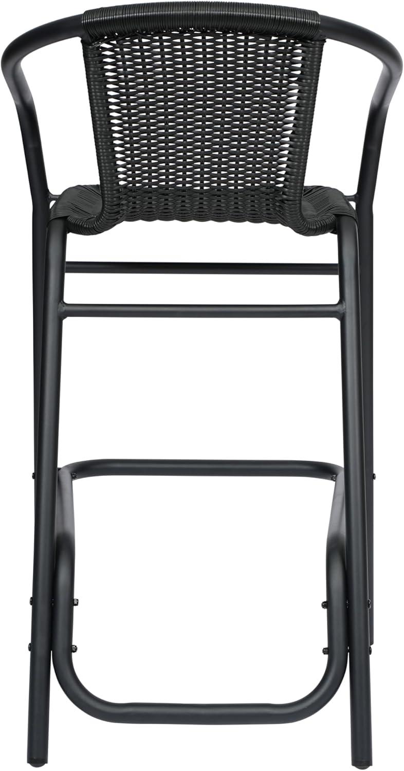 imageFlash Furniture Lila Commercial Grade Rattan IndoorOutdoor Commercial Restaurant Barstool Rattan Seat and Back Footrest Medium Brown 4 PackBlack