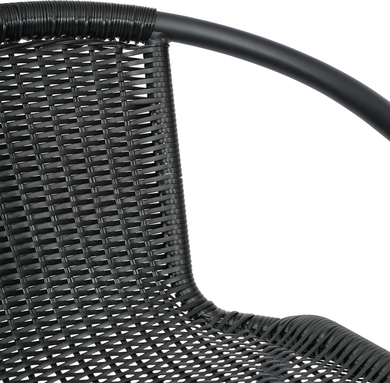 imageFlash Furniture Lila Commercial Grade Rattan IndoorOutdoor Commercial Restaurant Barstool Rattan Seat and Back Footrest Medium Brown 4 PackBlack