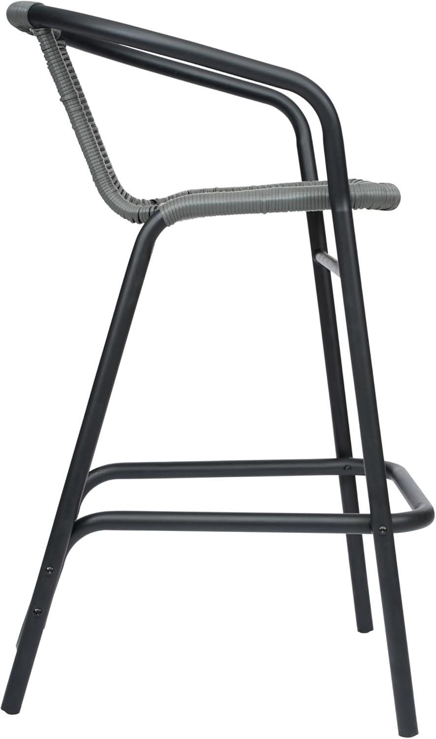 imageFlash Furniture Lila Commercial Grade Rattan IndoorOutdoor Commercial Restaurant Barstool Rattan Seat and Back Footrest Medium Brown 4 PackGrey
