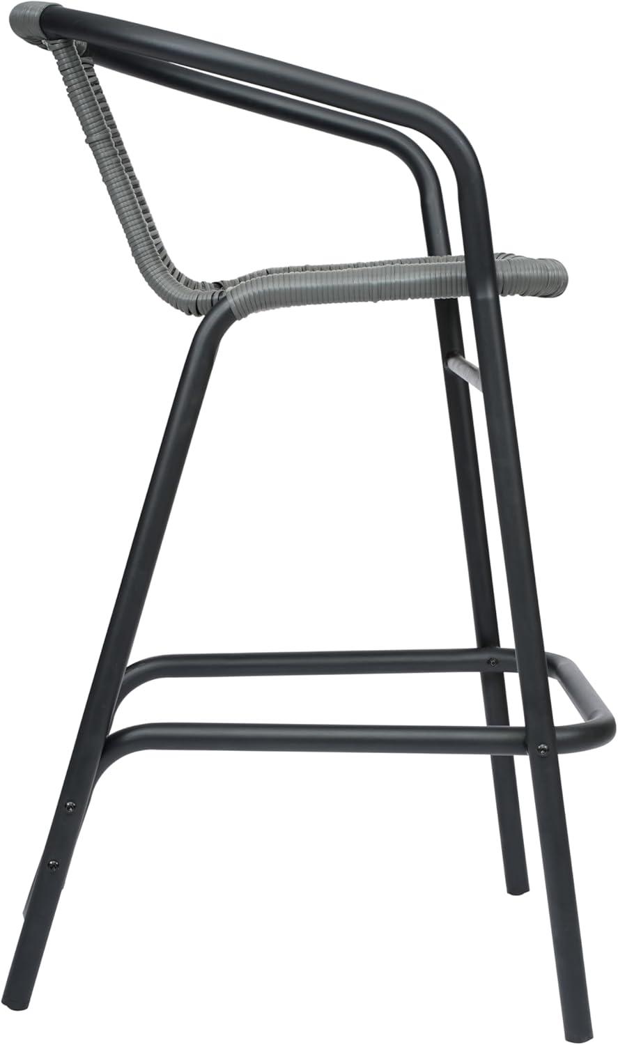 imageFlash Furniture Lila Commercial Grade Rattan IndoorOutdoor Commercial Restaurant Barstool Rattan Seat and Back Footrest Medium Brown 4 PackGrey